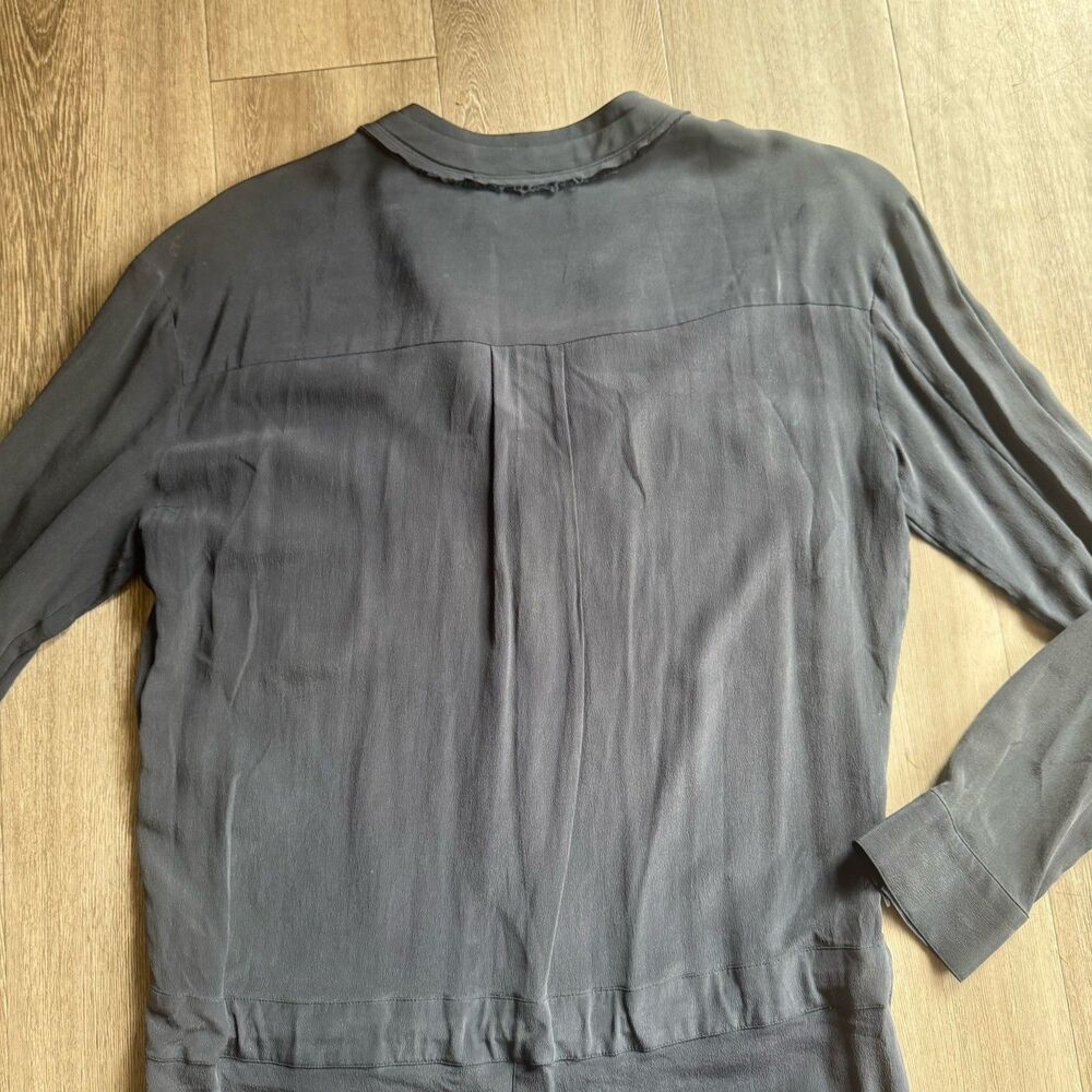 Superfine 100% Silk Made In Italy Gray Button Front Jumpsuit Sz S Quiet Luxury - Picture 5 of 16